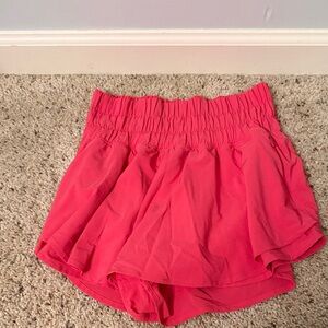 Women's Pink Elastic Waist Shorts